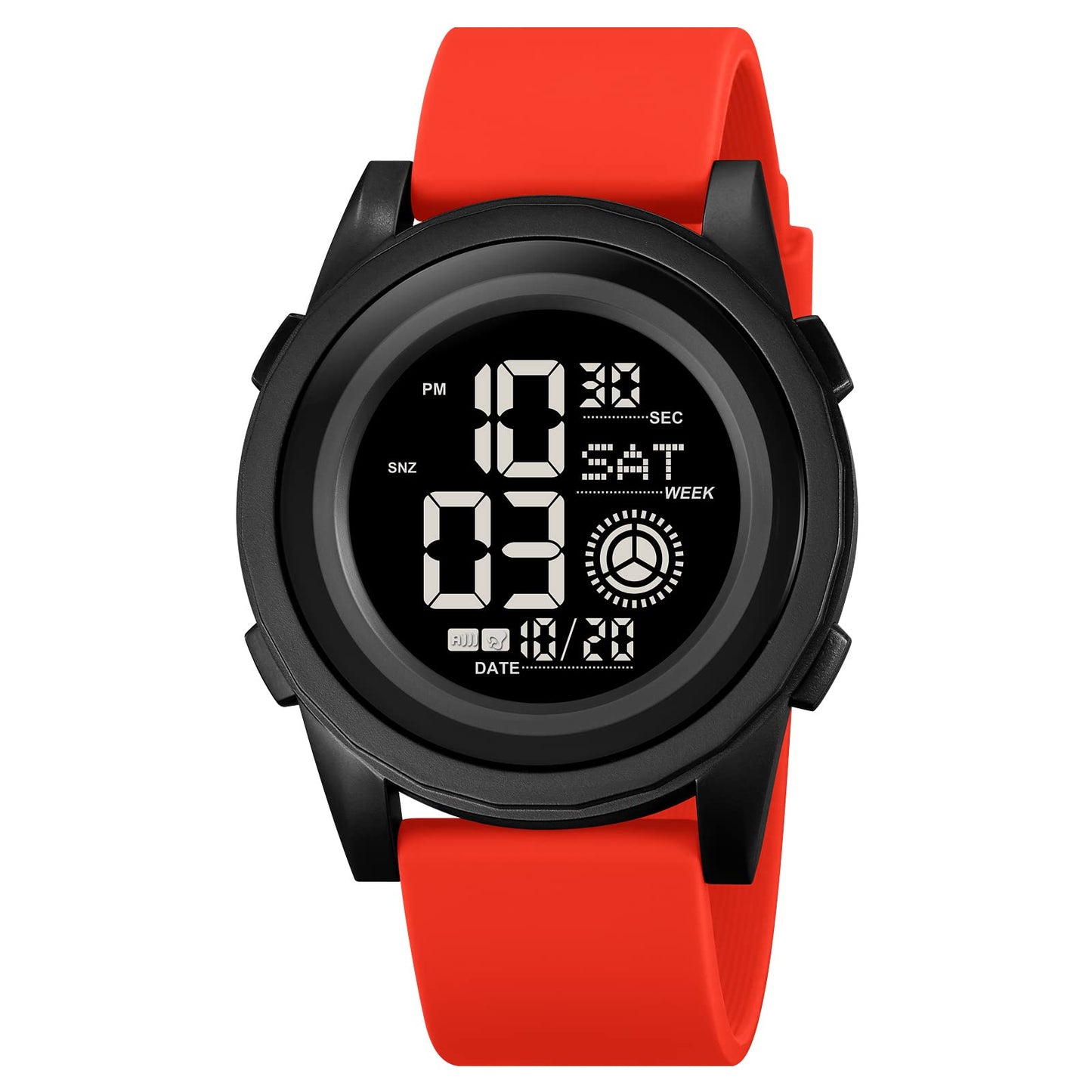 Rugged Digital Sports Wristwatch with Flexible Strap for men