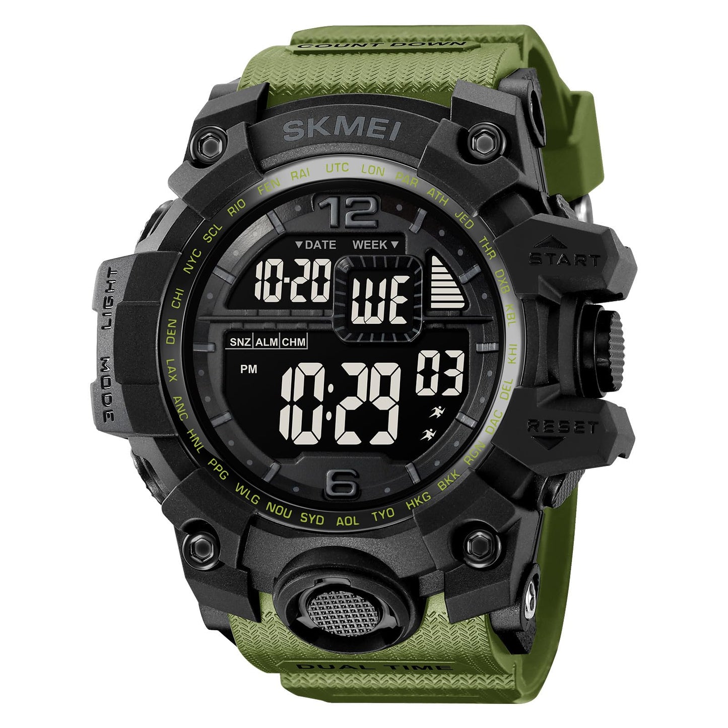 Rugged Digital Sports Watch for Men with Dual Time Display and Outdoor Adventure Style