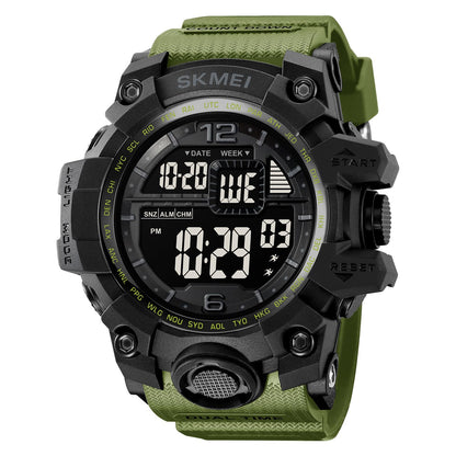 Rugged Digital Sports Watch for Men with Dual Time Display and Outdoor Adventure Style