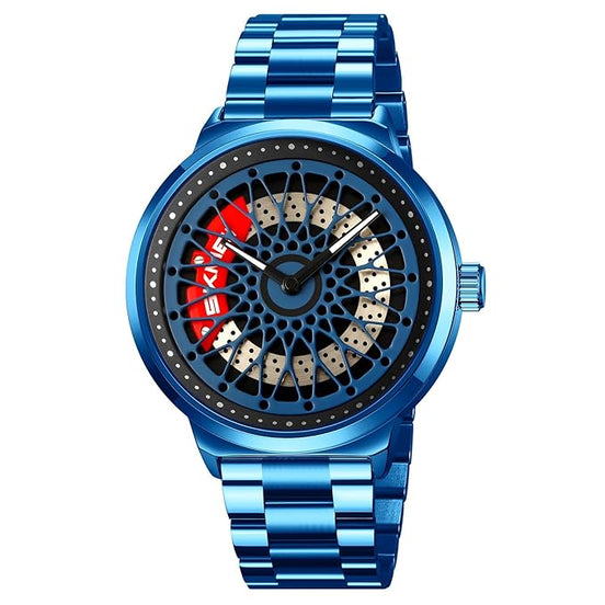 Rolling Watch for Men with Blue Stainless Steel Strap and Round Dial for Casual & Formal Wear