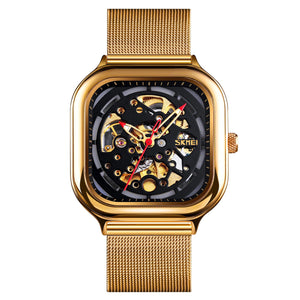 Automatic Watch for Men with Gold Stainless Steel Strap and Round Dial for Casual & Formal Wear
