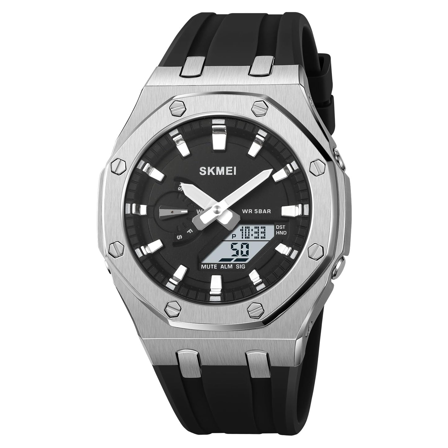 Premium Analog Digital Wrist Watch with Silicone Strap