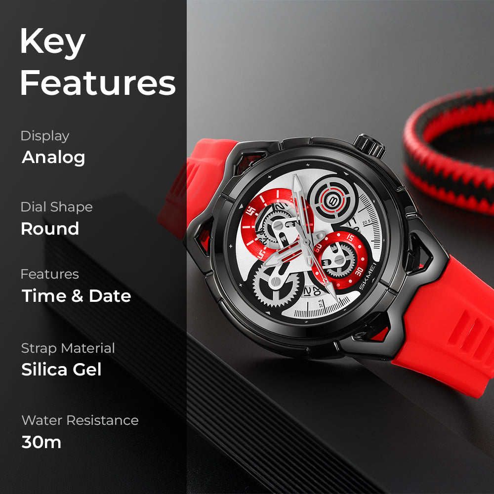 Skmei Quartz Analog Dial Silica Gel Strap Watch for Men - 9349
