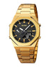 Analog-Digital Watch for Men with Gold Metal Strap and Round Dial for Casual & Formal Wear