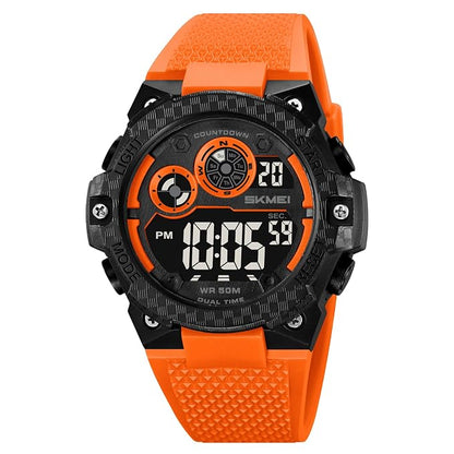 Rugged Digital Sports Watch with Textured Strap for men