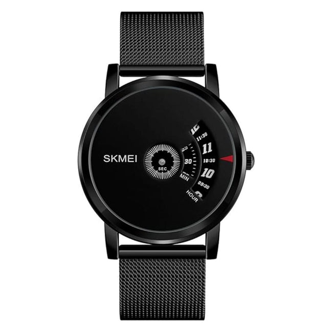 Digital Watch for Men with Black Mesh Belt Metal Strap and Round Dial for Casual & Formal Wear