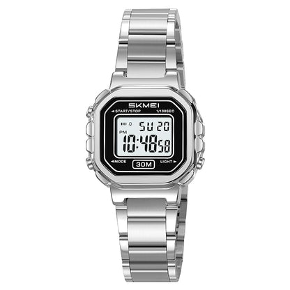 Digital Display Metal Strap Wrist Watch for women