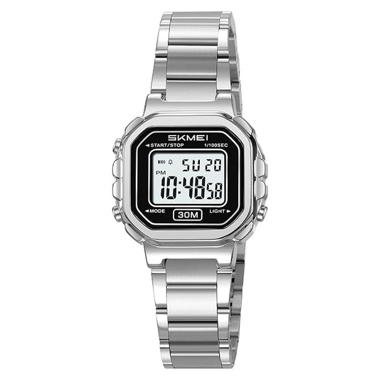 Digital Display Metal Strap Wrist Watch for women