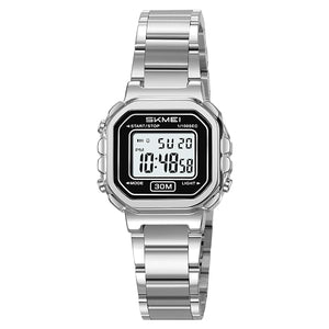Digital Display Metal Strap Wrist Watch for women