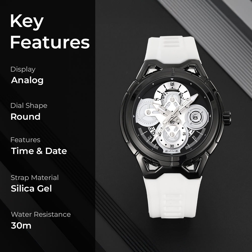 Skmei Quartz Analog Dial Silica Gel Strap Watch for Men - 9349