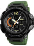 Analog-Digital Watch for Men with Army Green Polyurethane Strap and Round Dial for Casual & Formal Wear