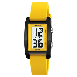 Digital Watch for Men LED Display, Rectangle Dial, Waterproof Sports Watch with Silicone Strap