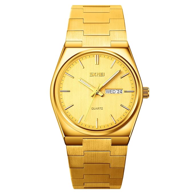 Men's Analog Quartz Stainless Steel Watch All-in-one Fashion, Water Resistant, Supply Calendar Week