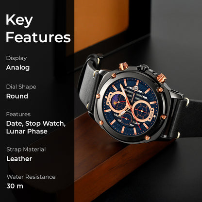 Skmei Quartz Analog Dial Leather Strap Watch for Men - 9351