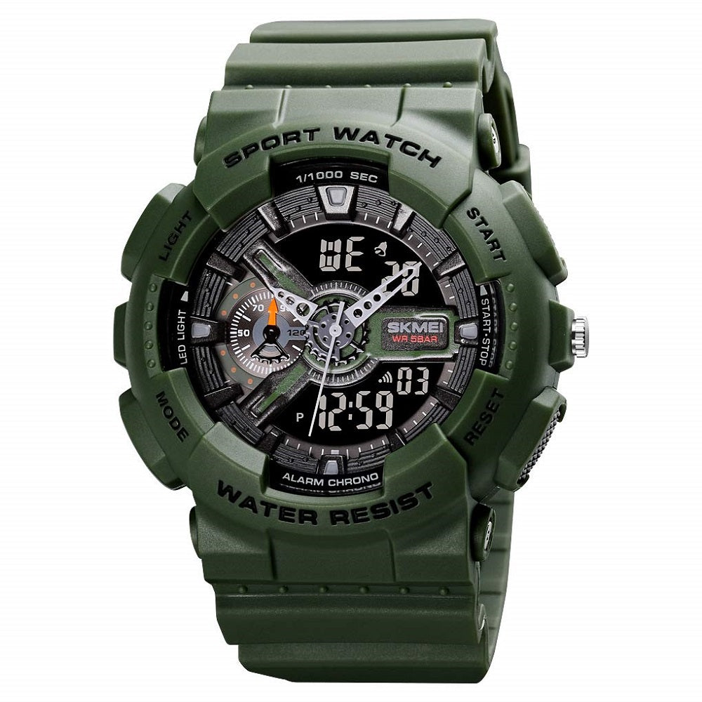 Analog-Digital Sports Watch Multifunction LED Display Alarm, Stopwatch, Day-Date Water Resistant Durable Watch for Boys & Girls