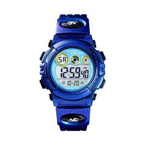 Kids Sports Multi Function Digital Watch, Multicolor Dial Sky ABS Case Kid's Watch, PU Rubber Strap Band, Waterproof LED Light Children Wristwatch