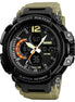 Analog-Digital Watch for Men with Khaki Polyurethane Strap and Round Dial for Casual & Formal Wear
