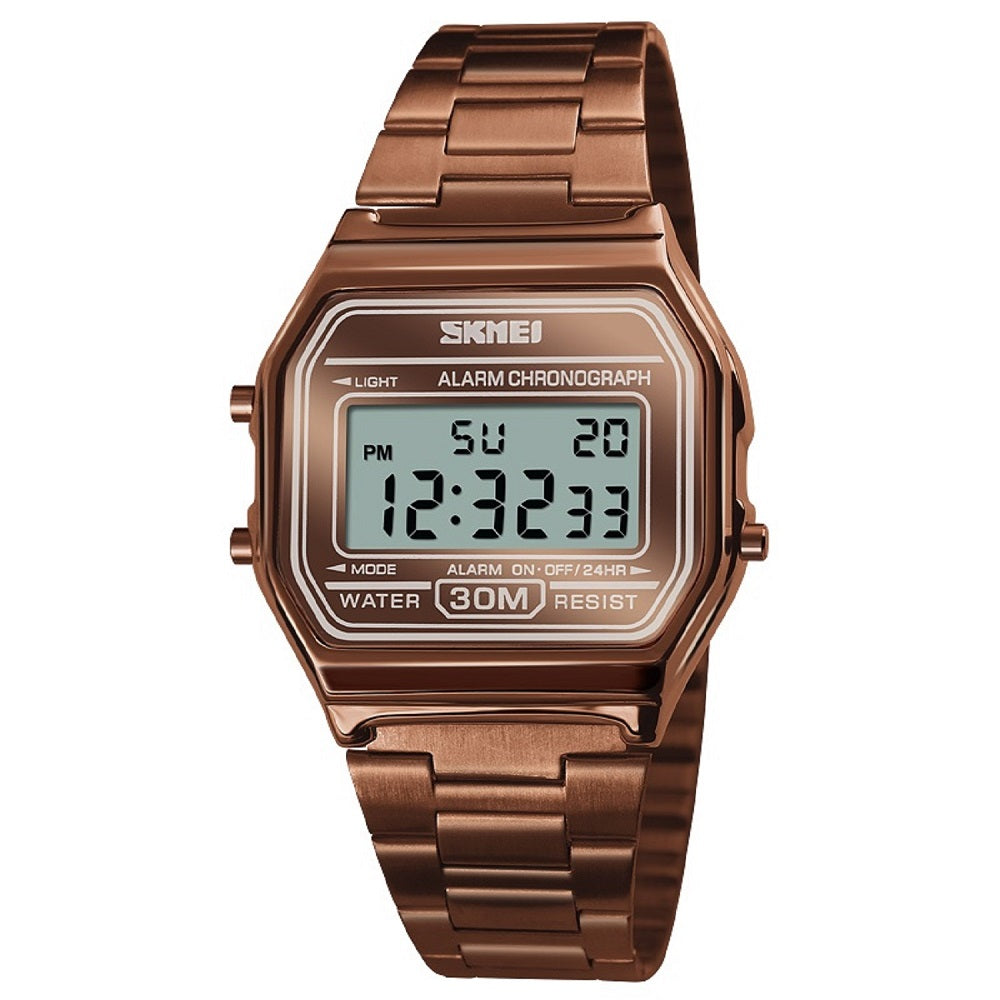 Vintage Digital Wrist Watch with Metal Strap For Women