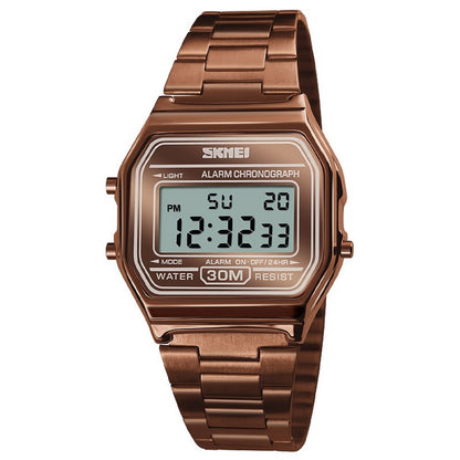 Vintage Digital Wrist Watch with Metal Strap For Women