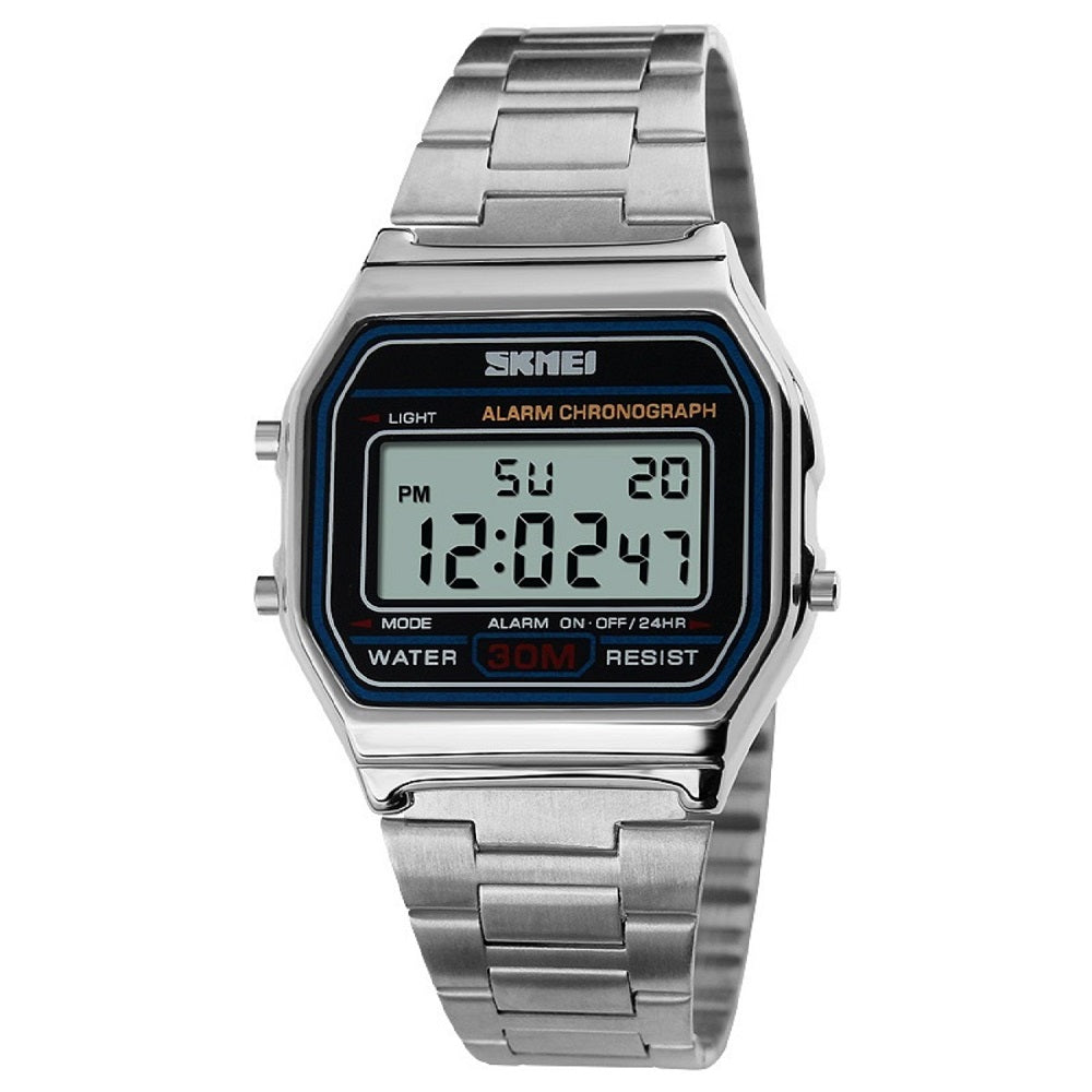 Vintage Digital Wrist Watch with Metal Strap For Women