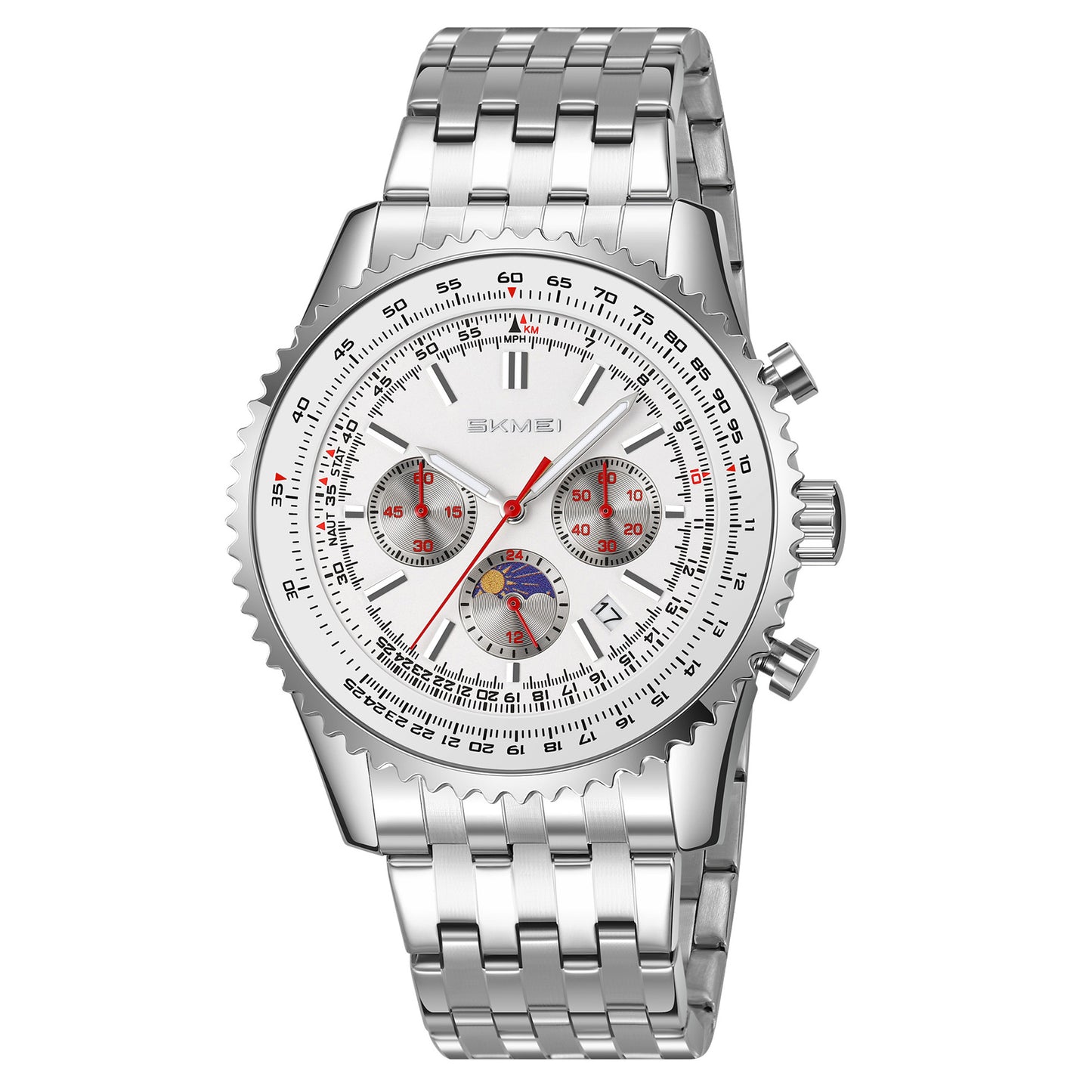 Skmei Quartz Analog Dial Stainless Steel Strap Watch for Men - 9348