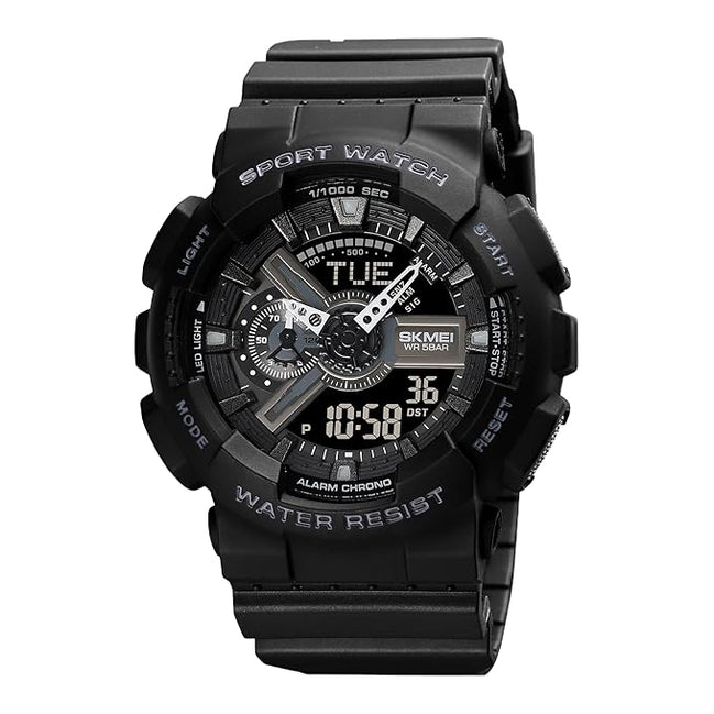 Analog-Digital Watch for Men with Black Polyurethane Strap and Round Dial for Casual & Formal Wear