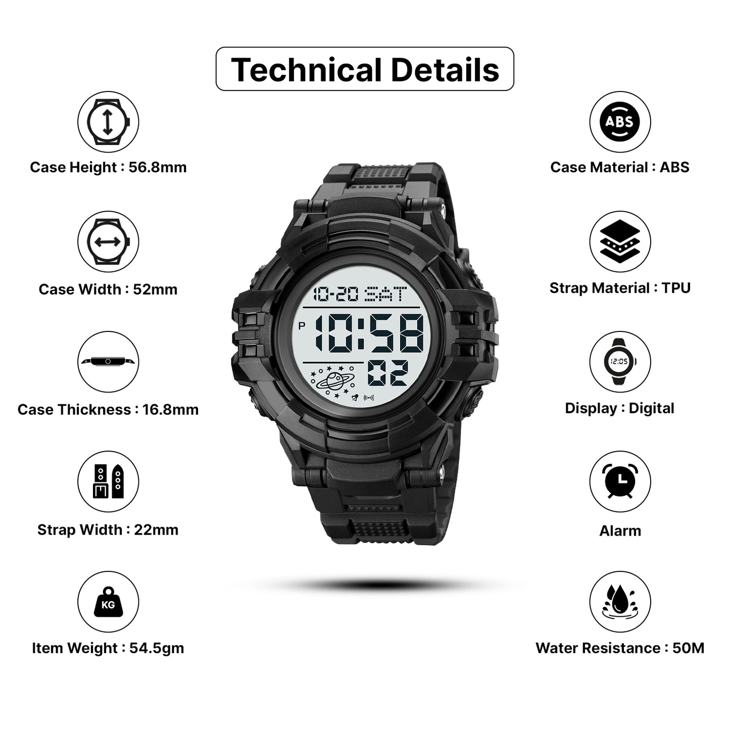 Skmei Digital Dial TPU Strap Watch for Men - 2003
