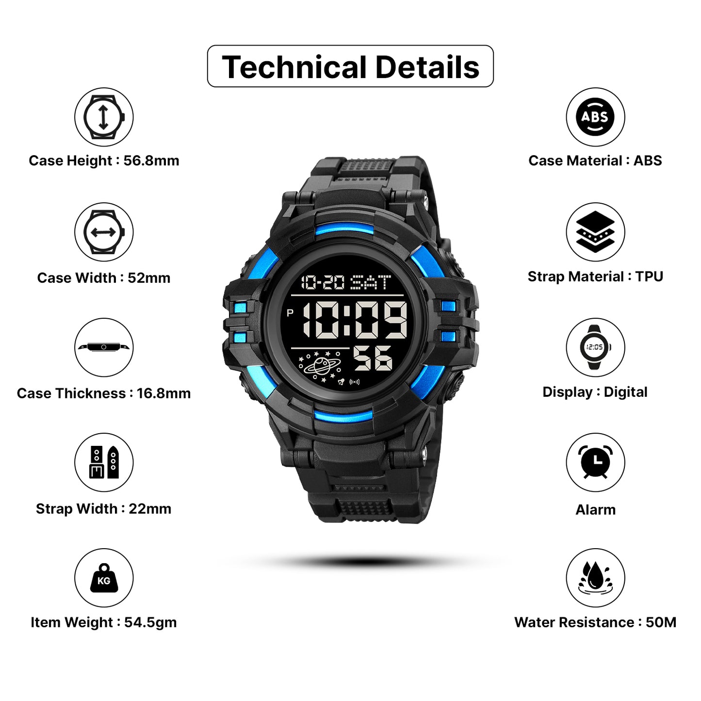 Skmei Digital Dial TPU Strap Watch for Men - 2003