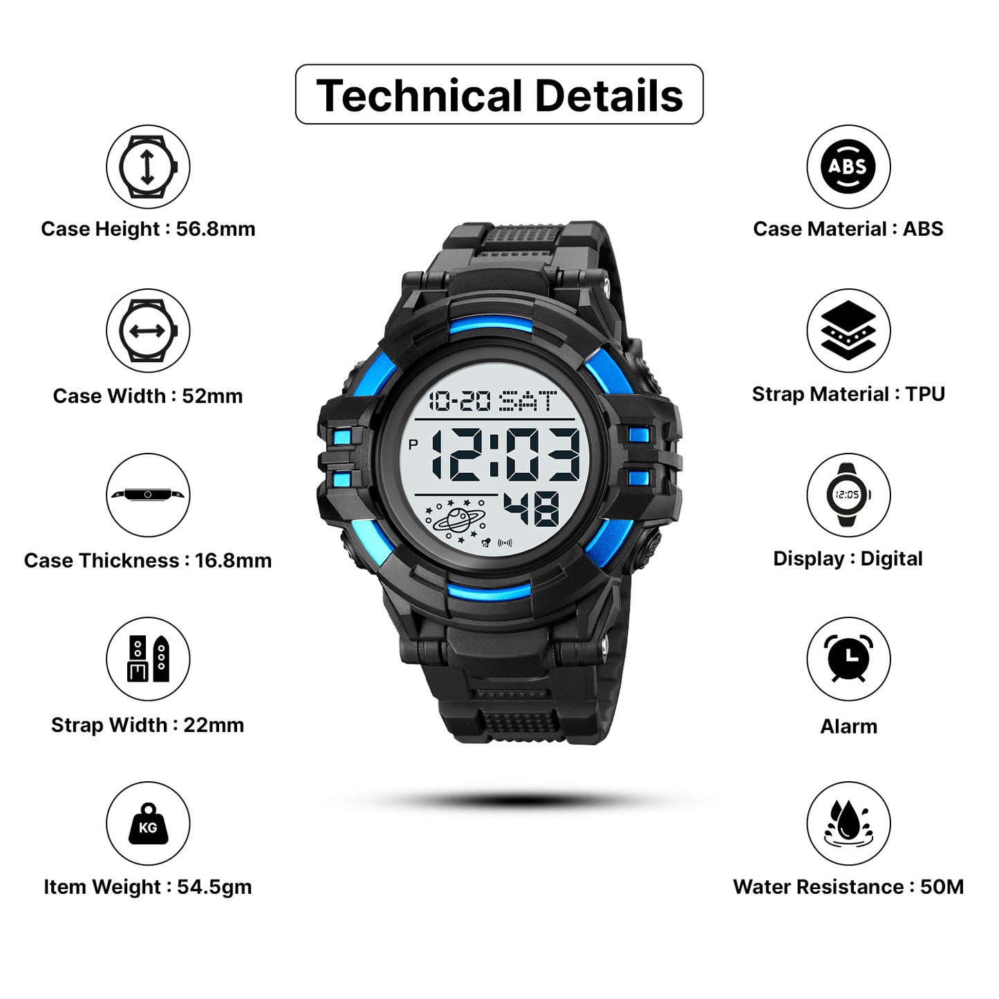 Skmei Digital Dial TPU Strap Watch for Men - 2003