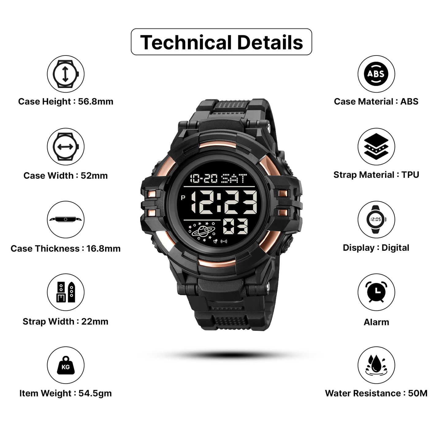 Skmei Digital Dial TPU Strap Watch for Men - 2003