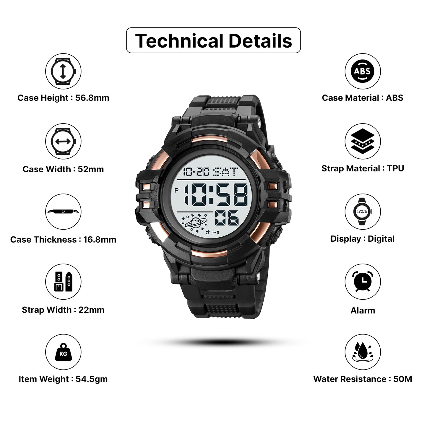 Skmei Digital Dial TPU Strap Watch for Men - 2003