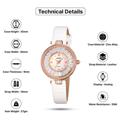 Skmei Quartz Analog Dial Leather Strap Watch for Women - 2009