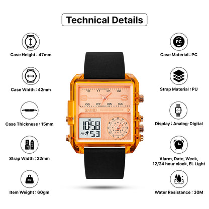 Skmei Digital Dial PU Strap Watch for Men - 2021