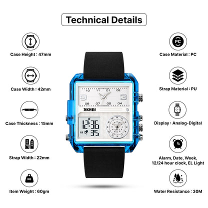 Skmei Digital Dial PU Strap Watch for Men - 2021