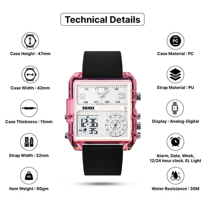 Skmei Digital Dial PU Strap Watch for Men - 2021