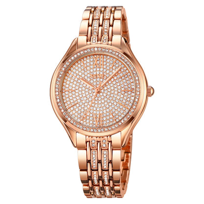 Women's Quartz Watch Rose Gold with Rhinestones - 2030