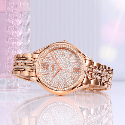 Women's Quartz Watch Rose Gold with Rhinestones - 2030