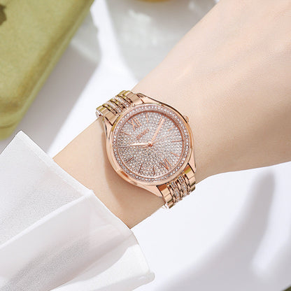 Women's Quartz Watch Rose Gold with Rhinestones - 2030