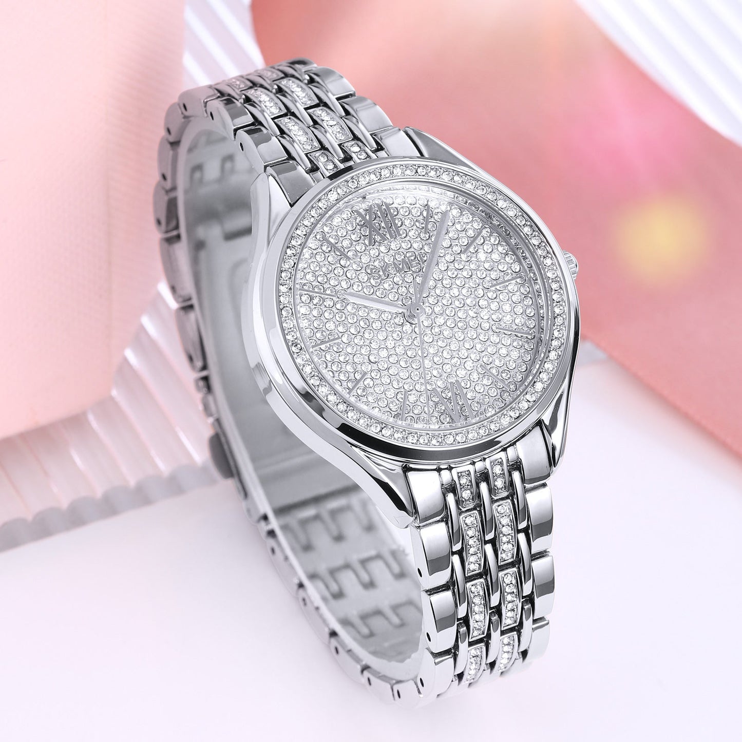 Women's Quartz Watch Rose Gold with Rhinestones - 2030