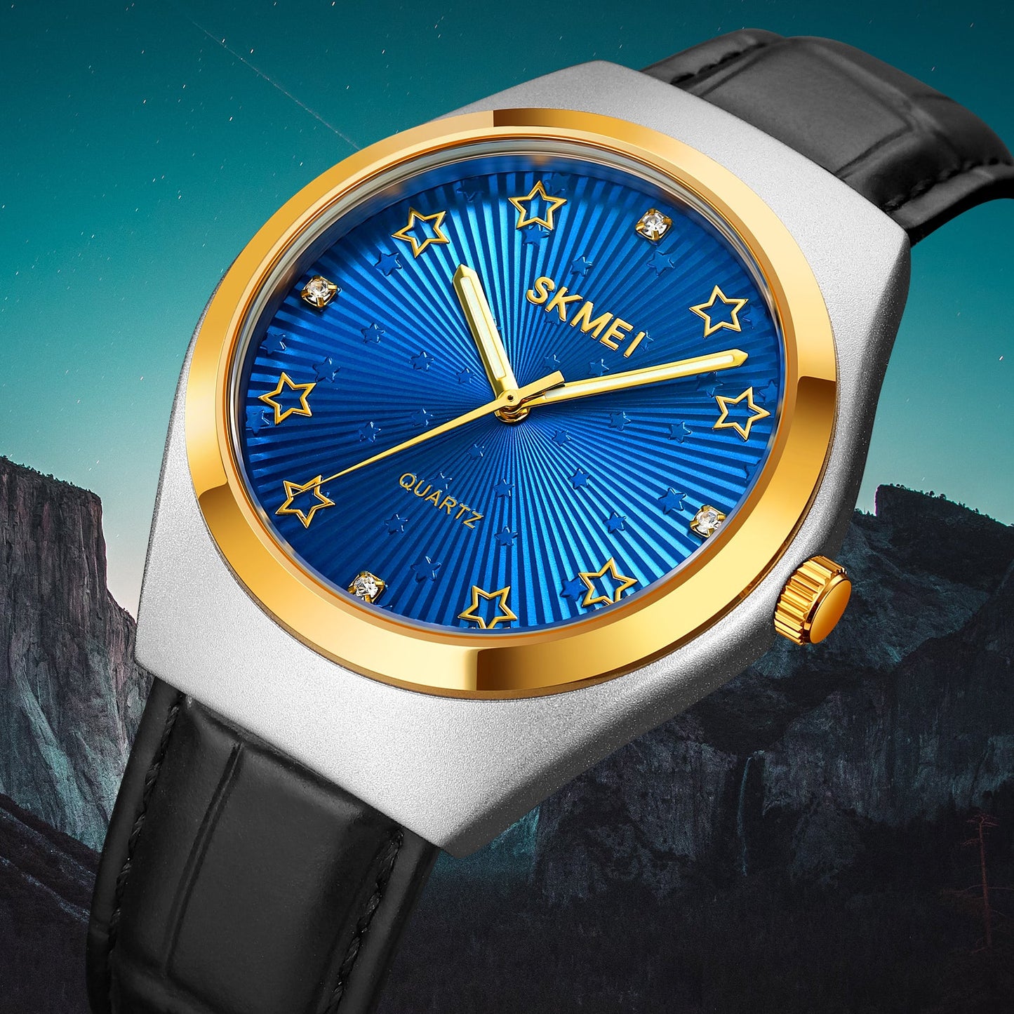 SKMEI Luxury Black Blue Wrist Watch - 2058