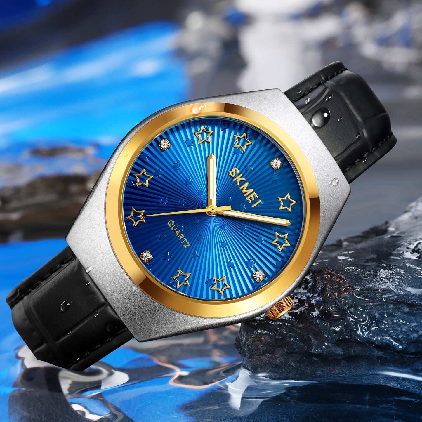 SKMEI Luxury Black Blue Wrist Watch - 2058