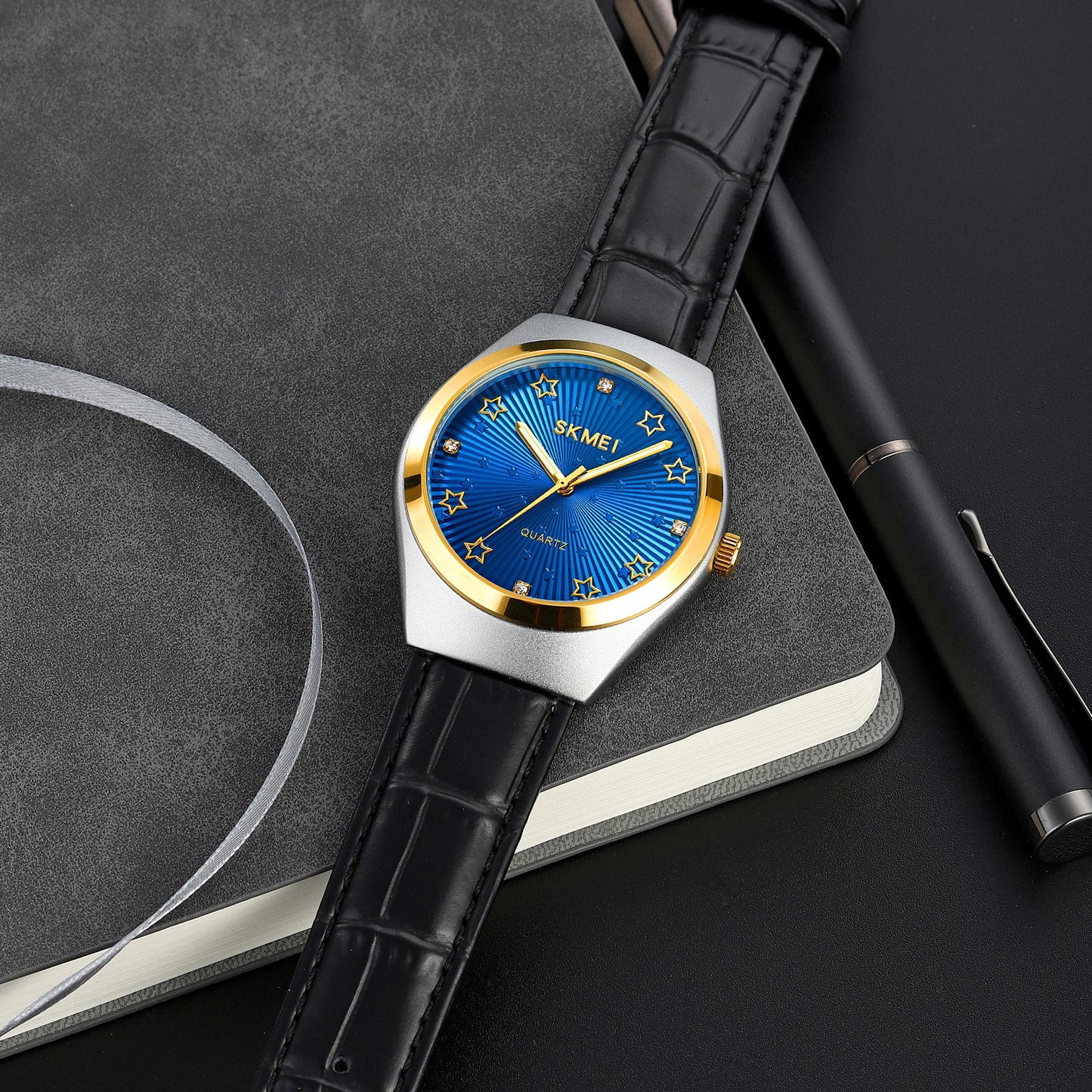 SKMEI Luxury Black Blue Wrist Watch - 2058