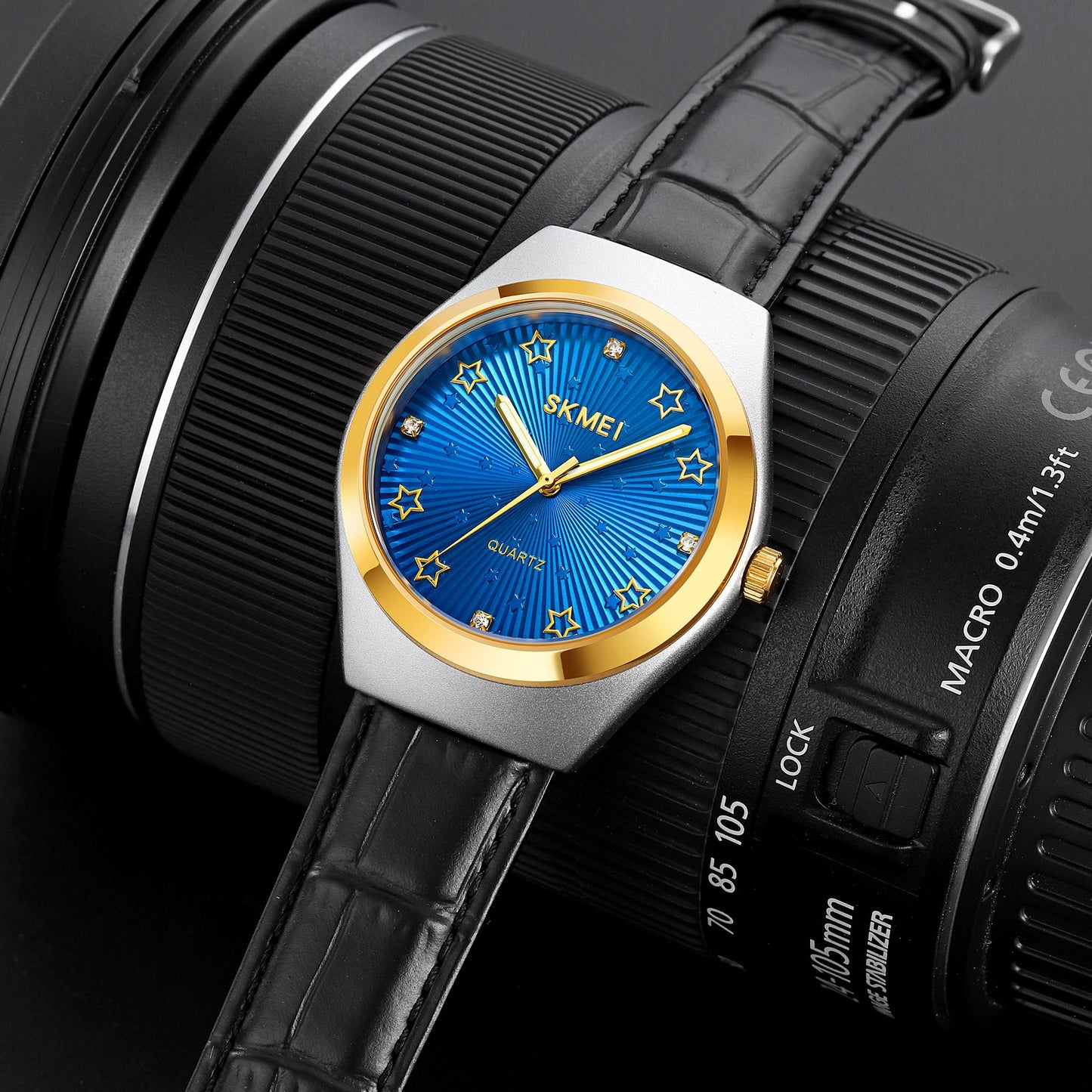 SKMEI Luxury Black Blue Wrist Watch - 2058