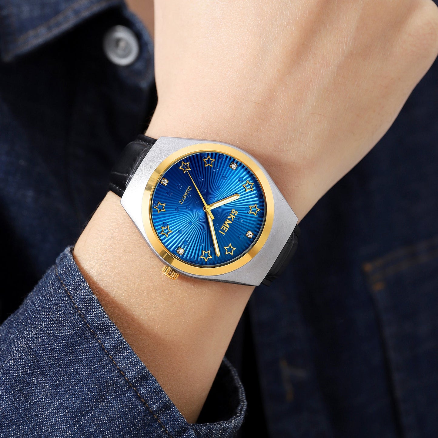 SKMEI Luxury Black Blue Wrist Watch - 2058