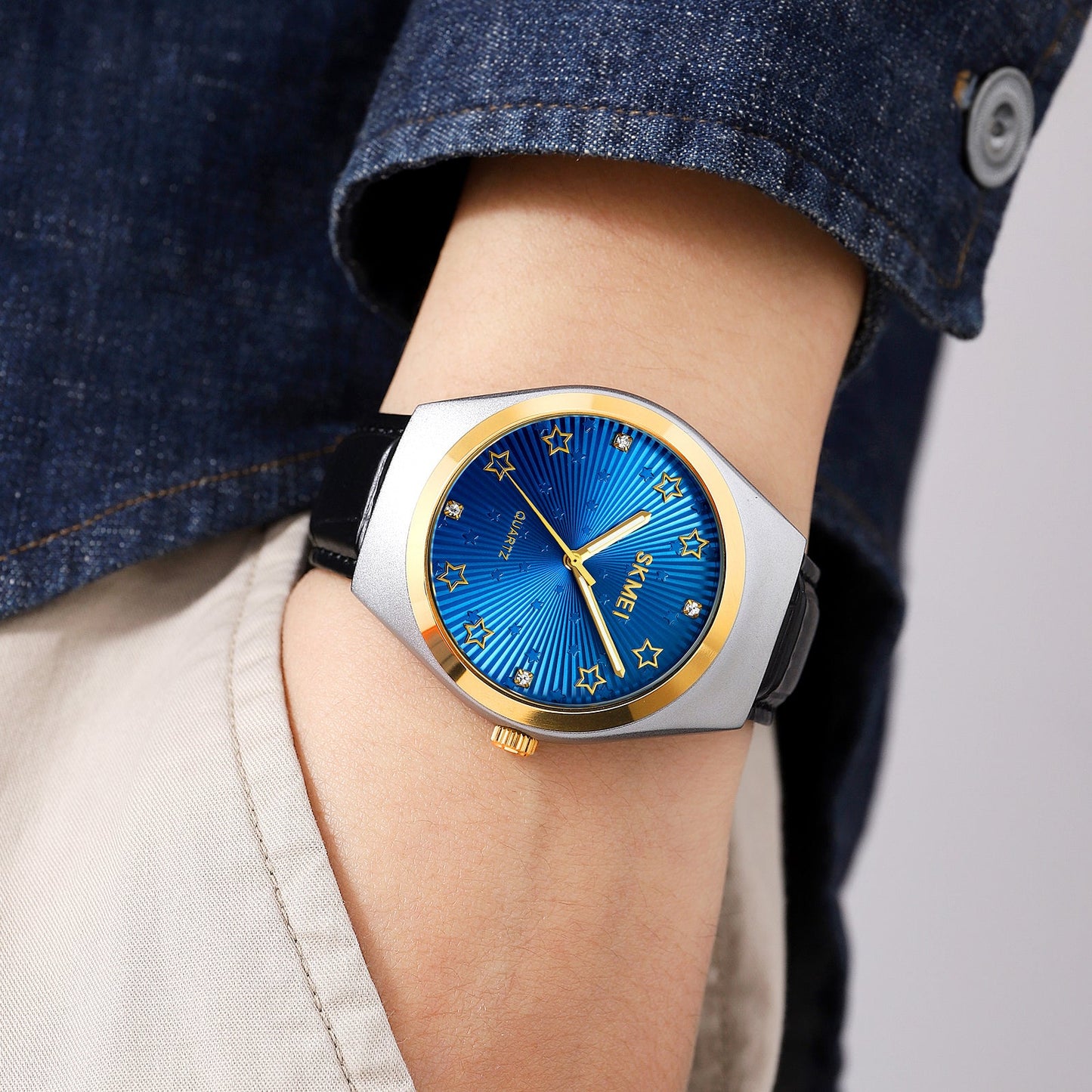 SKMEI Luxury Black Blue Wrist Watch - 2058