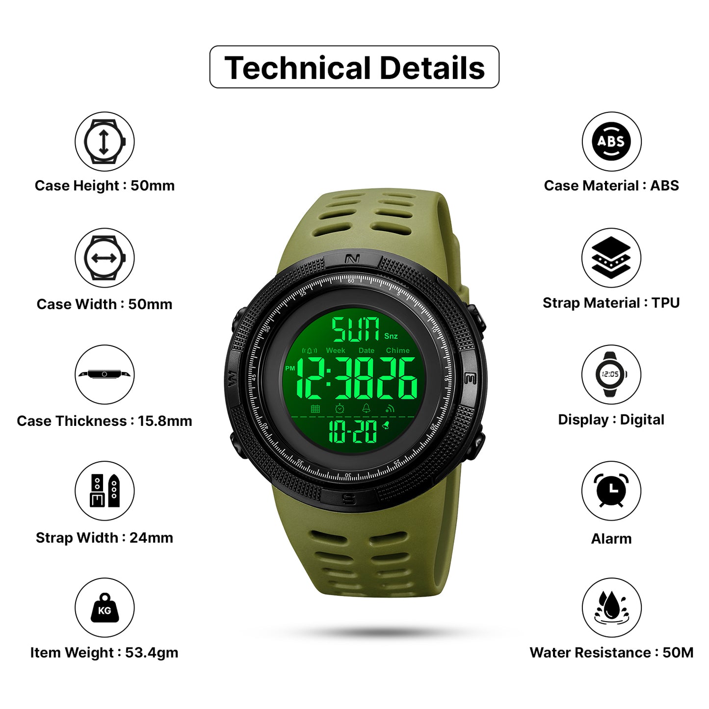 Skmei Digital Dial TPU Strap Watch for Men - 2070