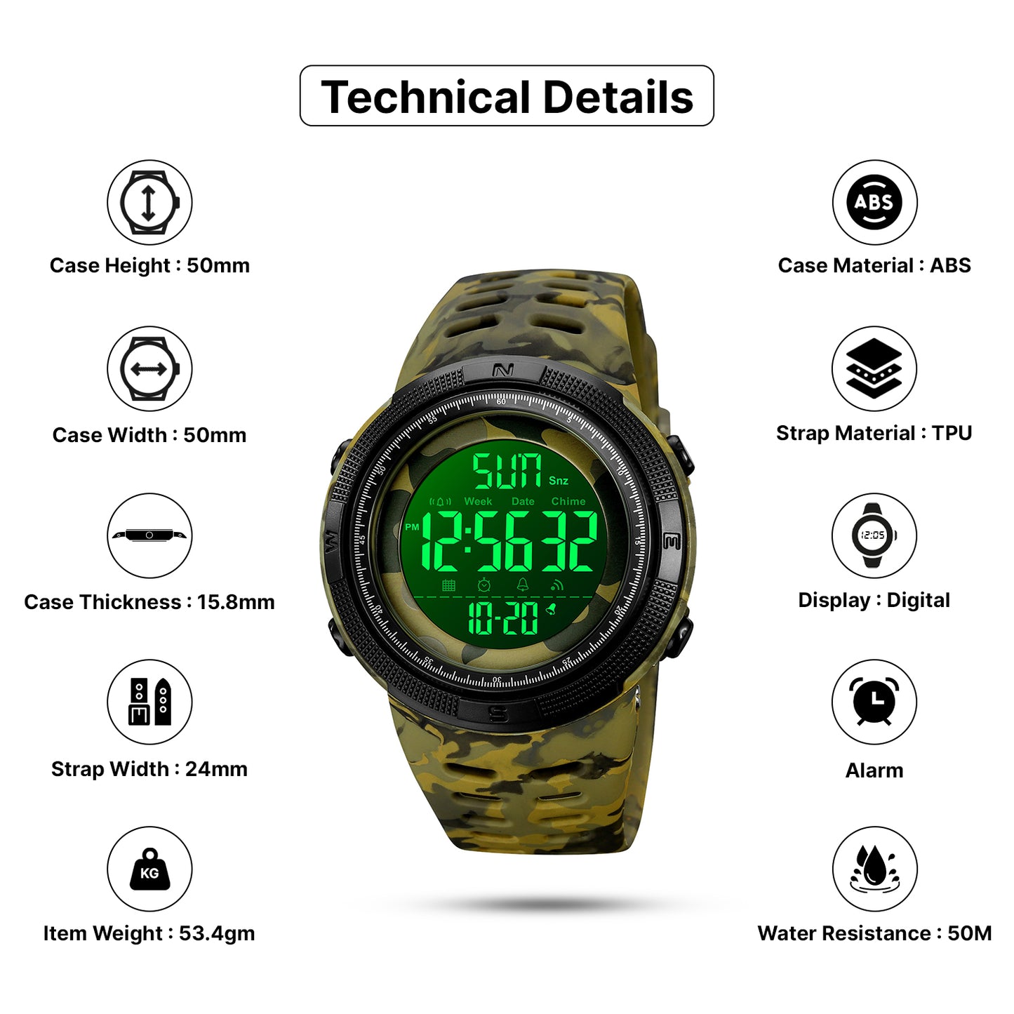 Skmei Digital Dial TPU Strap Watch for Men - 2070