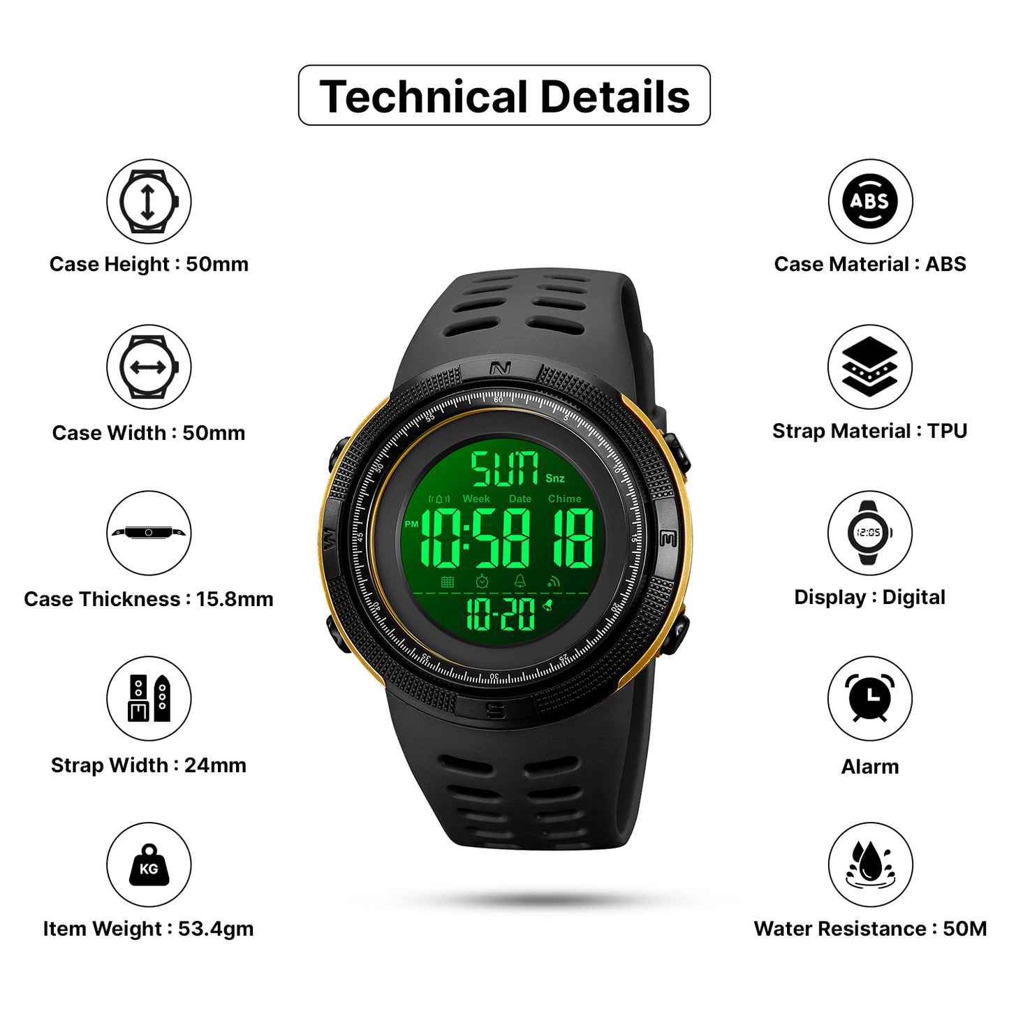 Skmei Digital Dial TPU Strap Watch for Men - 2070