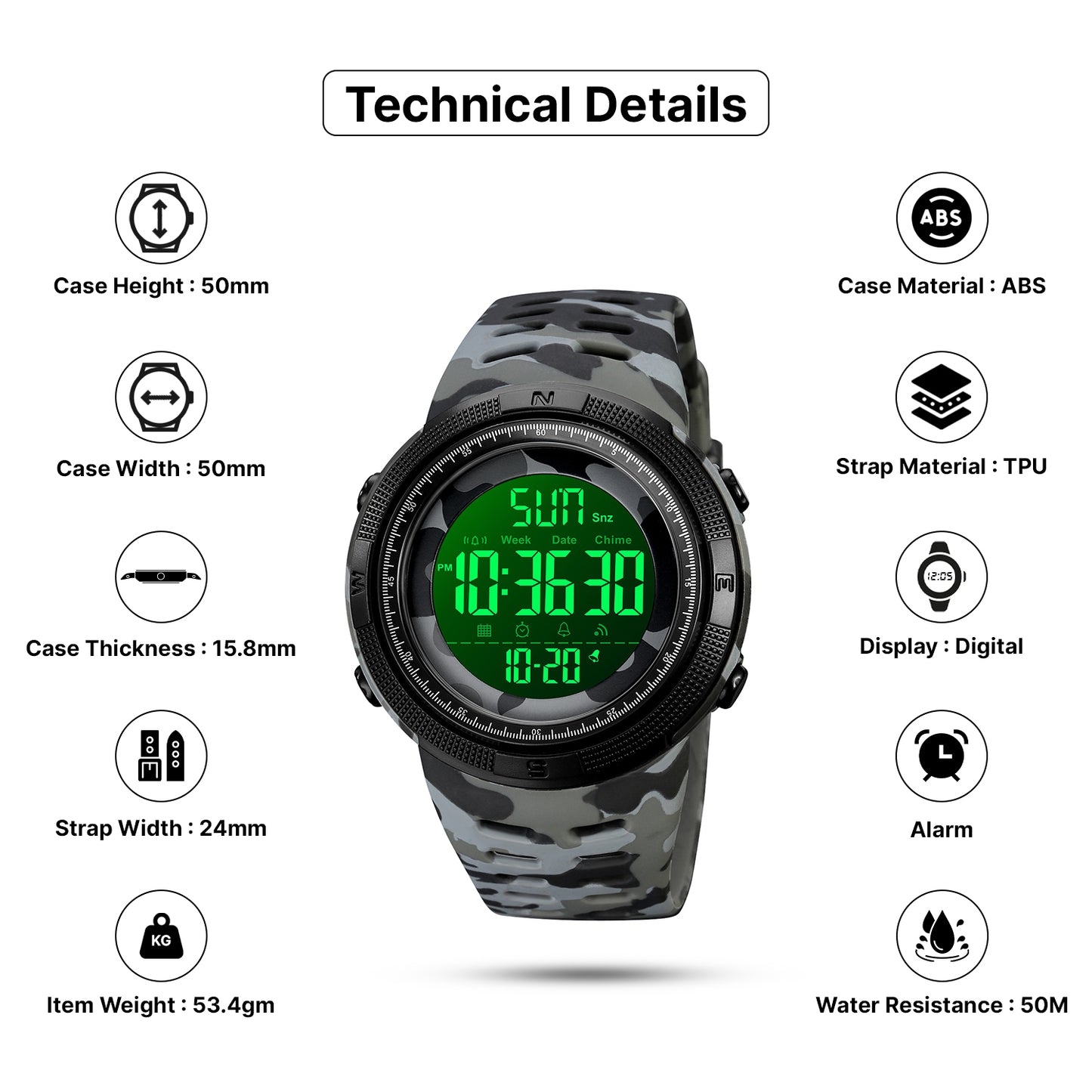 Skmei Digital Dial TPU Strap Watch for Men - 2070