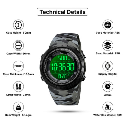 Skmei Digital Dial TPU Strap Watch for Men - 2070